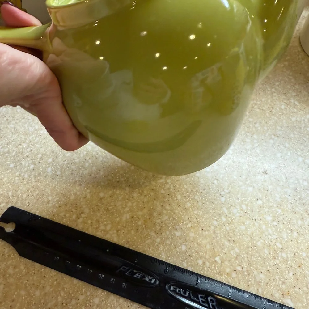 Olive Green Ceramic Teapot Made in USA Hot Water Hot Tea Craft